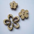Lot de 3 Boutons Bois Fleurs BLF025
