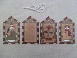 Lot de 4 Etiquettes Messages Country Noël