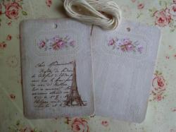 Lot de 2 Etiquettes Messages Tour Eiffel