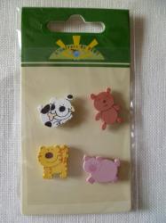 Lot de 4 Petits Animaux en Bois PW International