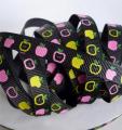 Ruban Gros Grains Noir Pommes