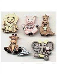 Lot de 5 Boutons Bébés Animaux