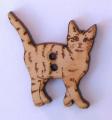 Bouton Bois Chat Debout Rayé BLH004