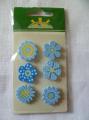 Lot de 6 Fleurs en Bois Peint Bleu PW International