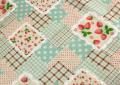 Coupon de Lin Vichy Bleu et Fraise 50x55cm