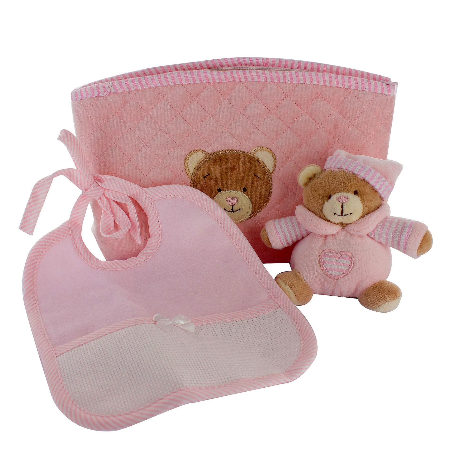 Trousse doudou et bavoir rose1