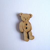 Bouton Bois Nounours BLE003  Au P'tit Bonheur