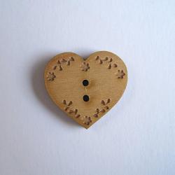 Bouton Bois Coeur Gravé BLC001  Au P'tit Bonheur
