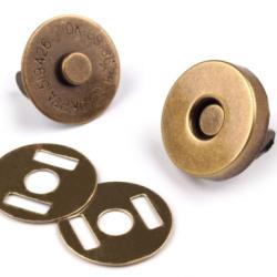 Lot de 2 Fermoirs Magnétiques en Métal Laiton Vielli Diamètre 14 mm