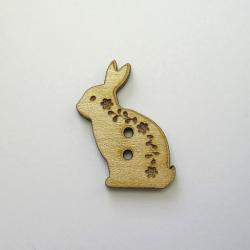 Bouton décoratif en  bois Lapin Gravé BLF013