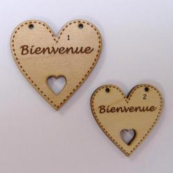 Bouton Bois Coeur Bienvenue BLC013-BLC014  Au P'tit Bonheur