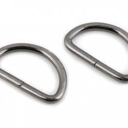Lot de 2 Anneaux Demi-Lune pour Sacs Noir Nickel non soudé 32mm