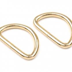 Lot de 2 Anneaux Demi-Lune pour Sacs Or non soudé 32mm