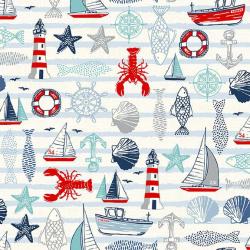 Tissu Patchwork Icônes de Mer Makower 2207/Q