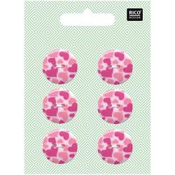 Pack de 6 Boutons Plastiques Coeurs Rose Ø 23mm Rico Design