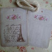 Lot de 2 Etiquettes Messages Tour Eiffel