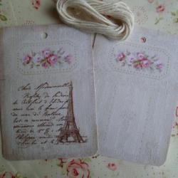 Lot de 2 Etiquettes Messages Tour Eiffel