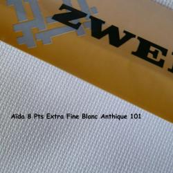 Toile a broder zweigart extra fine aida 8 pts 3326 blanc antique 101