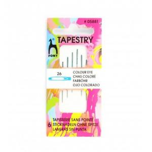 Aiguilles tapisserie sans pointe chas colore bleu pony n 26 5882