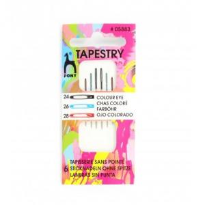 Aiguilles tapisserie sans pointe chas colore pony n 24 26 28 05883