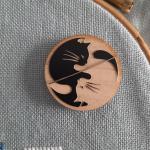 Aimant porte aiguilles yin yang chats