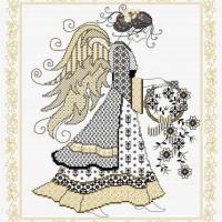 Ange blackwork fiche broderie lesley teare