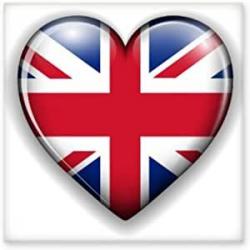 Bouton Coeur Drapeau Anglais  23 x 21 mm