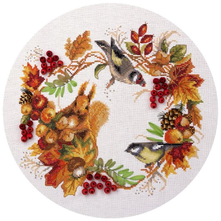 Autumn wreath couronne d automne kit de point de croix panna pps 1615