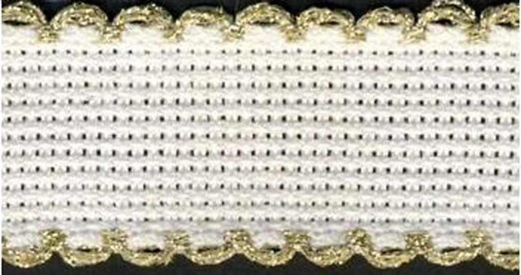 Bande aida blanche avec lisere or 5 4 pts en 2 4 cm zweigart 7002 181