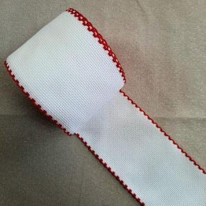 Bande aida blanche lisere rouge 6 pts en 8 cm zweigart 700819