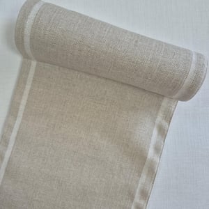 Bande de lin a broder couleur naturelle avec lisere blanc 20cm a