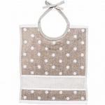 Bavoir bebe beige a pois blanc grand modele 30x34 cm rico design a broder