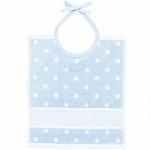 Bavoir bebe bleu a pois blanc grand modele 30x34 cm rico design a broder