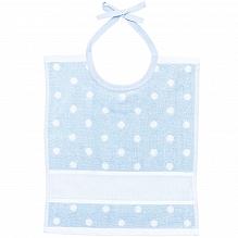 Bavoir bebe bleu a pois blanc grand modele 30x34 cm rico design
