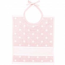 Bavoir bebe rose a pois blanc grand modele 30x34 cm rico design