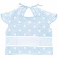 Bavoir bleu couvrant a pois blanc rico design a broder