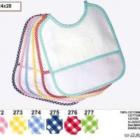 Bavoir bebe a broder avec lisere vichy 24 x 28 cm bande aida 5 5 pts