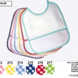 Bavoir bebe a broder avec lisere vichy 24 x 28 cm bande aida 5 5 pts