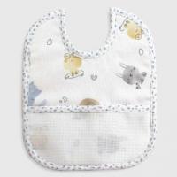 Bavoir velcro animaux bleu avec modele a broder