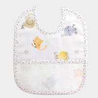 Bavoir velcro animaux gris avec modele a broder