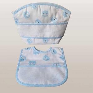 Bavoir velcro trousse assortie ours bleu