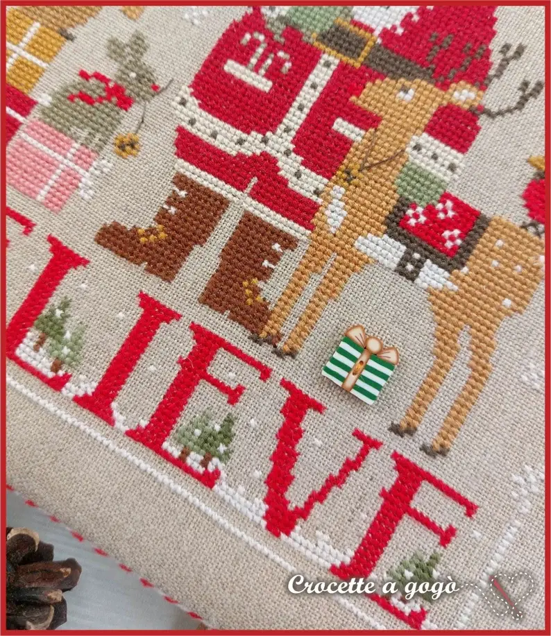 Believe 2024 croire au pere noel fiche ou kit de point de croix crocette a gogo 1