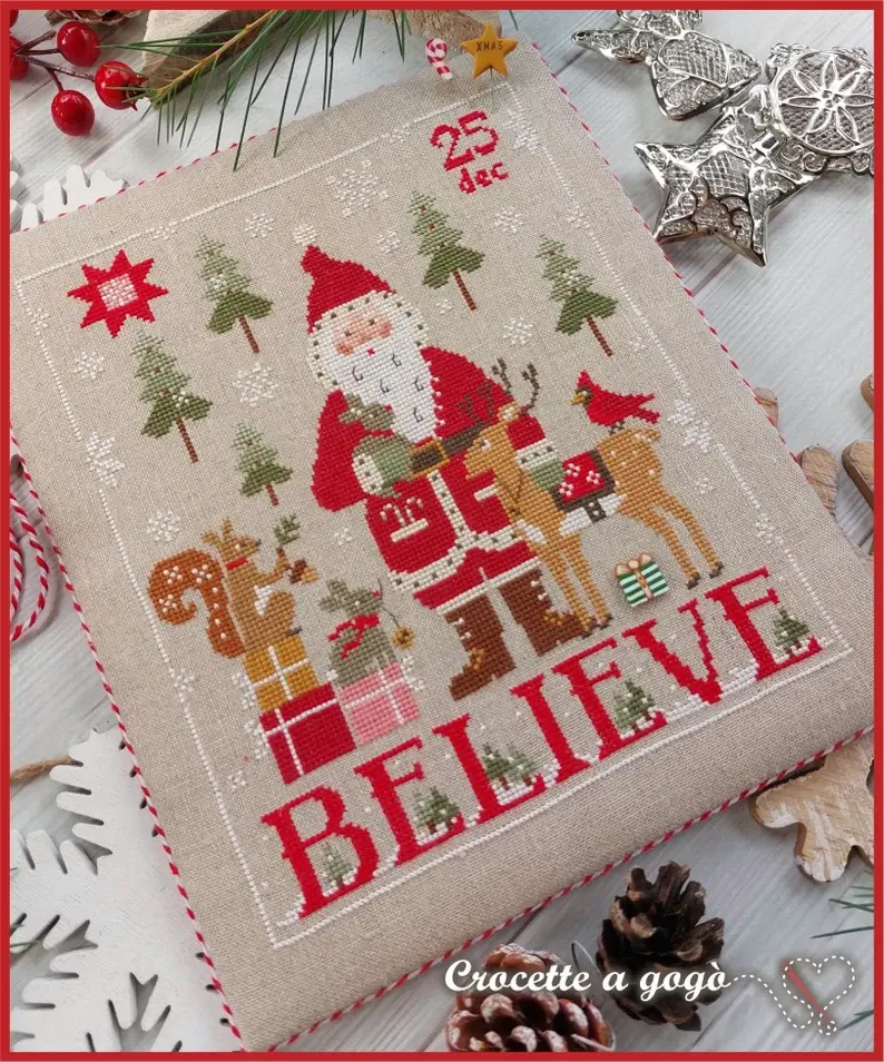 Believe 2024 croire au pere noel fiche ou kit de point de croix crocette a gogo 2