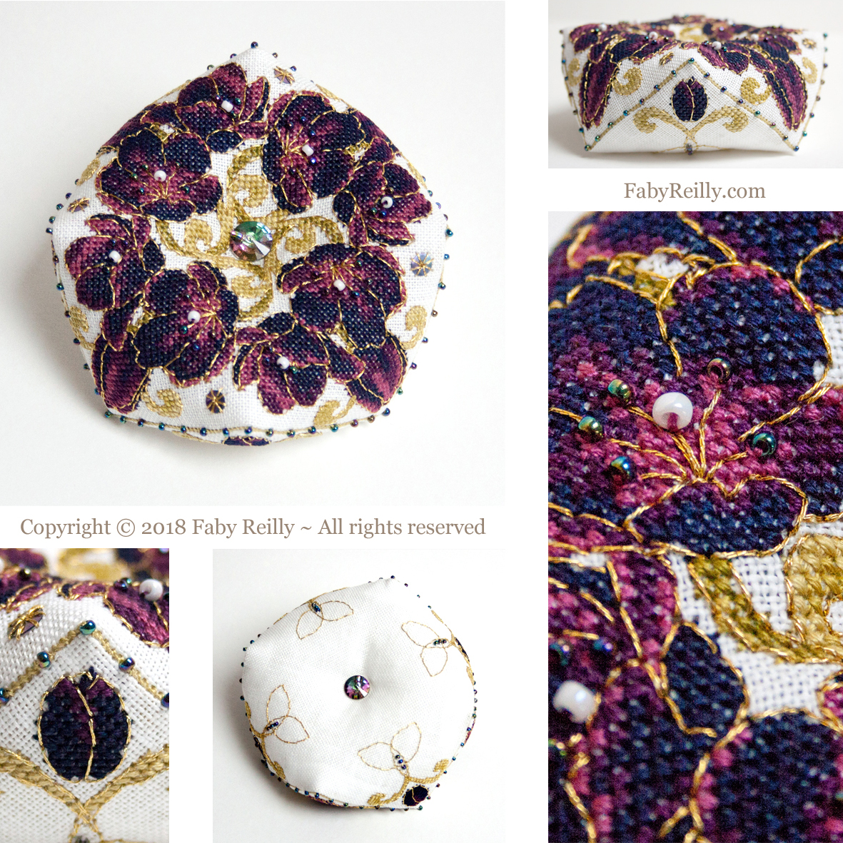 Black tulip biscornu faby reilly designs