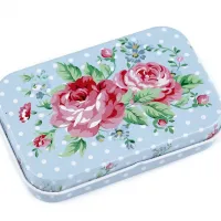 Boite rectangulaire en metal fleurs pour le necessaire de couture 10