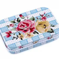 Boite rectangulaire en metal fleurs pour le necessaire de couture 2