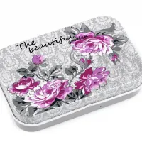 Boite rectangulaire en metal fleurs pour le necessaire de couture 4