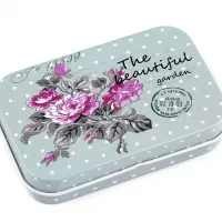 Boite rectangulaire en metal fleurs pour le necessaire de couture 5