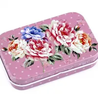 Boite rectangulaire en metal fleurs pour le necessaire de couture 6