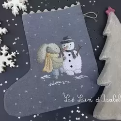 Botte de Noël 'Lapin et bonhomme' Le Lin d'Isabelle